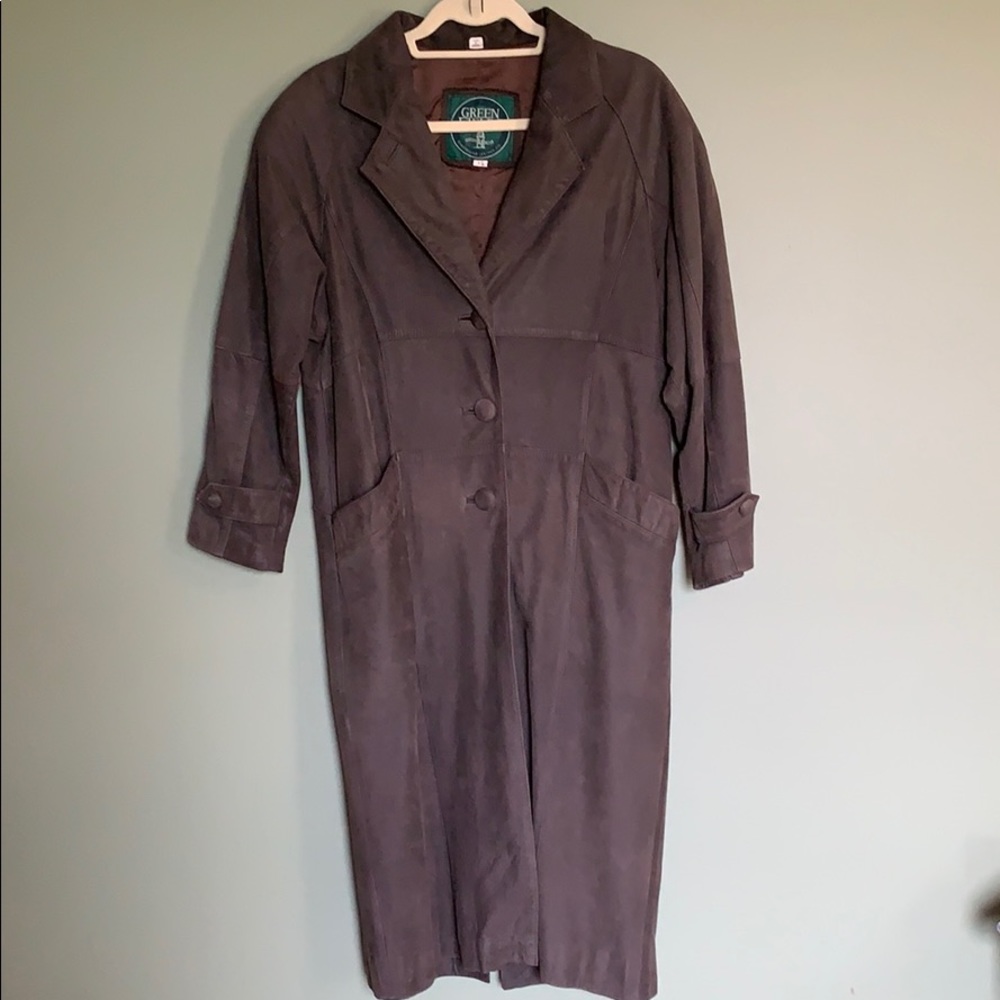 Long brown Genuine Leather jacket